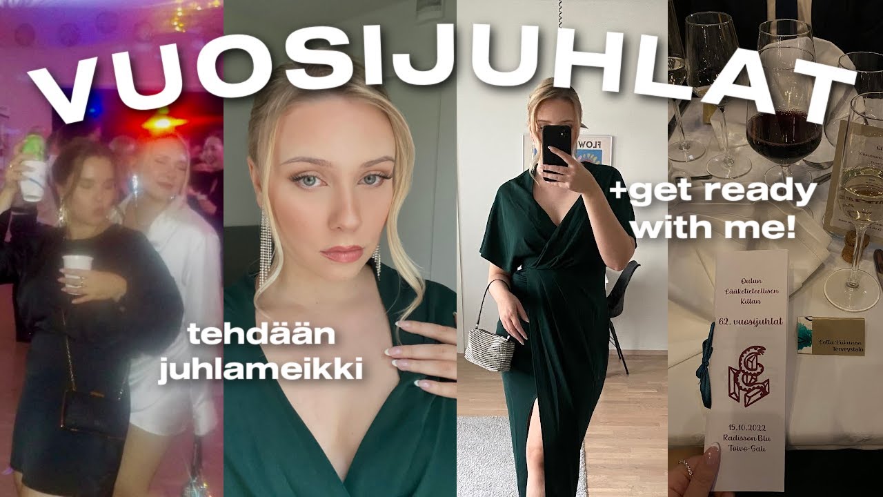 VLOGI🍾: lääkiksen vuosijuhlat😱 + juhlakampaus, tehdään meikki ja muuta!✨ | Lotta Liikanen