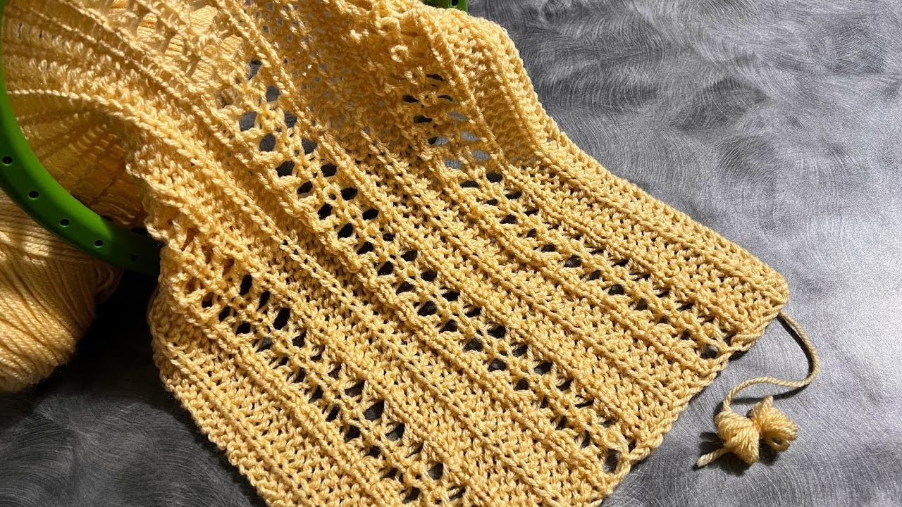 Вязание узором «Пшеничные колечки и платочная вязка» на станке Loomahat