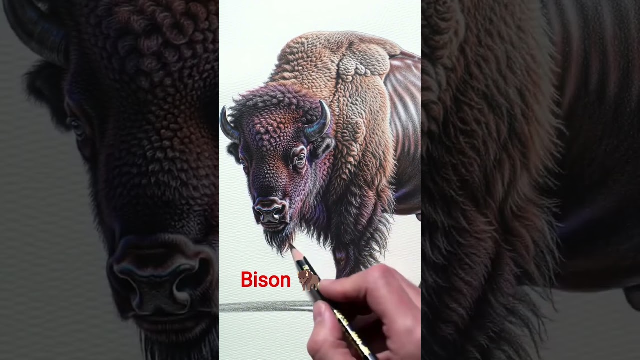 draw a bison 🦬🦬#art #shortvideo #pencilportrsit #drawing #tattoo #bison