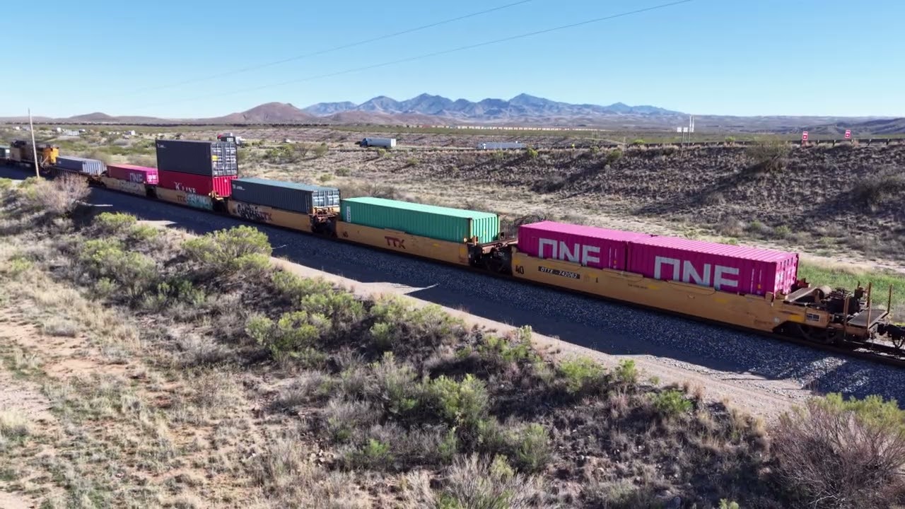 Union Pacific Double Stack Train Heading West