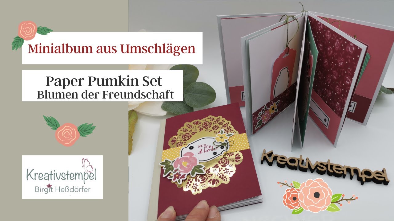 Anleitung Minialbum aus Umschlägen basteln mit dem Paper Pumpkin Set Blumen der Freundschaft
