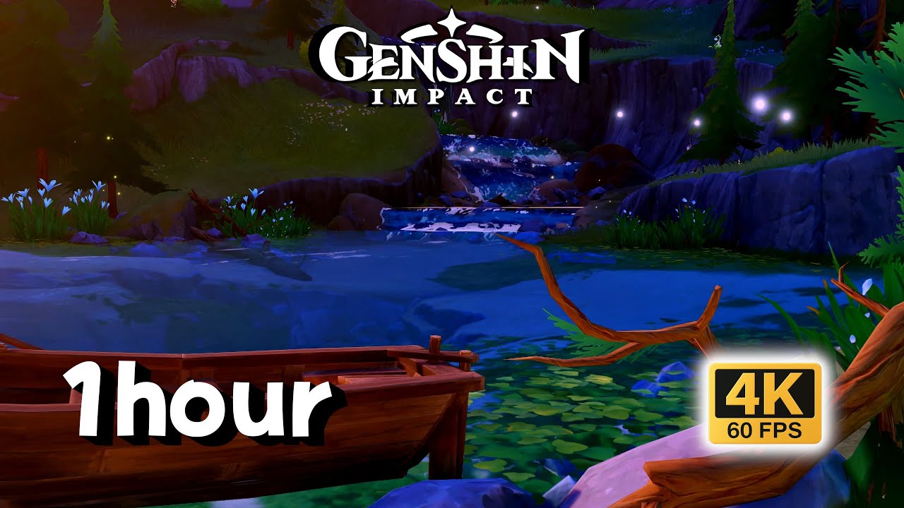 1-HOUR Work • Elynas Lake Wind & River Flow | Genshin Impact 4K