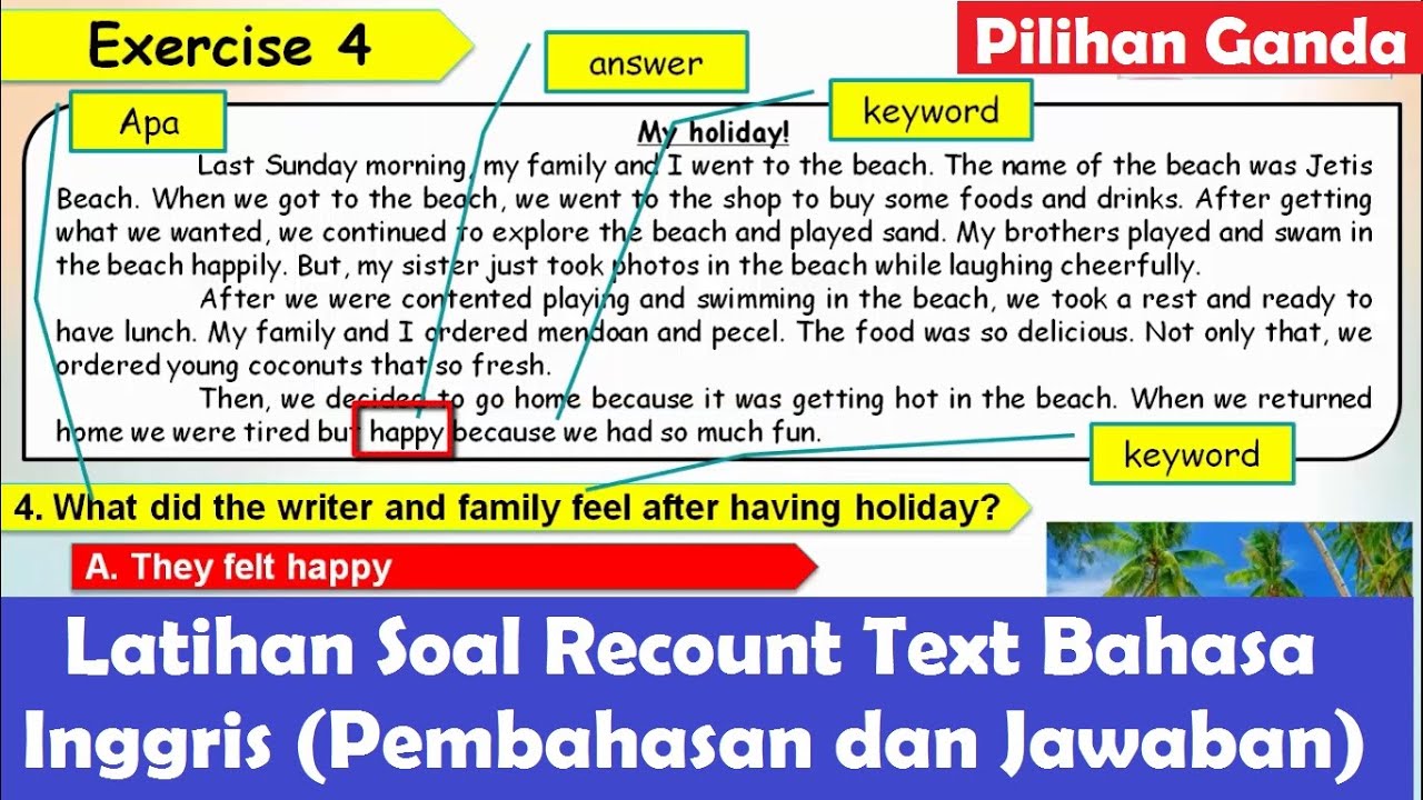 Latihan Soal Recount Text Bahasa Inggris Pilihan Ganda Disertai Pembahasan dan Jawaban
