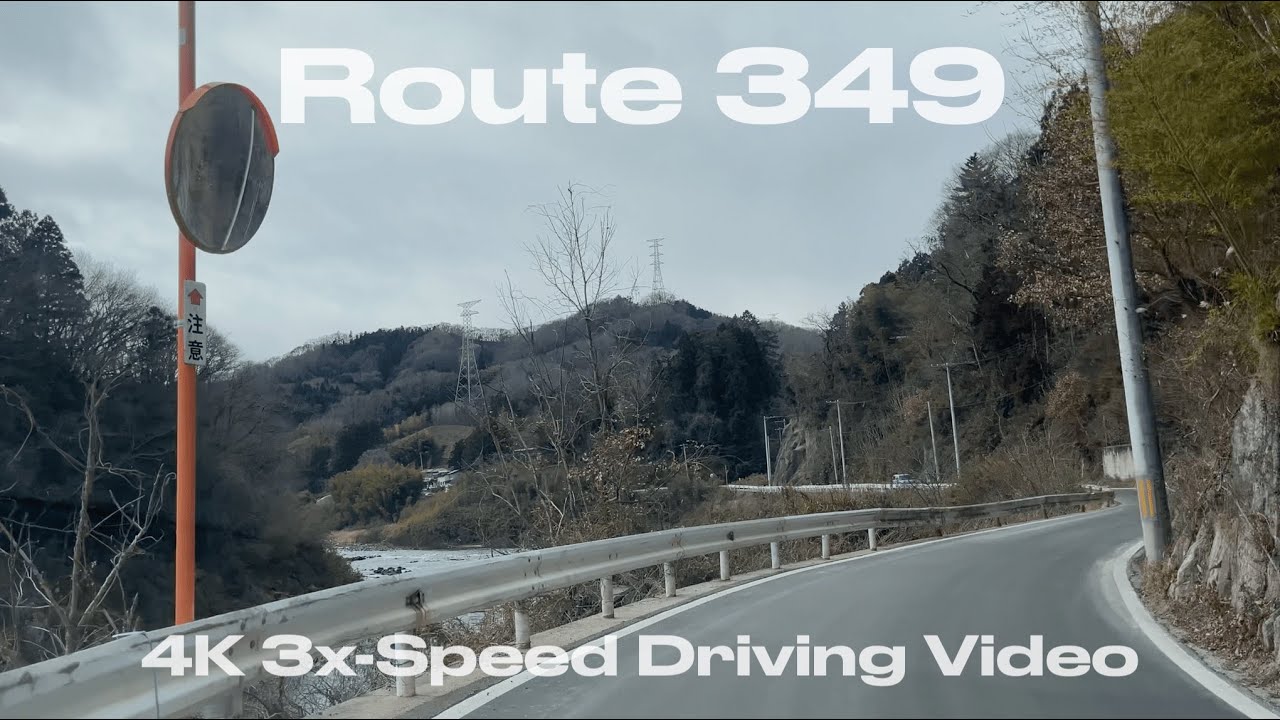 Route 349 Along the Abukuma River (阿武隈川) 2026 | Secluded Narrow Riverside Road | 4K Dashcam 3x Speed