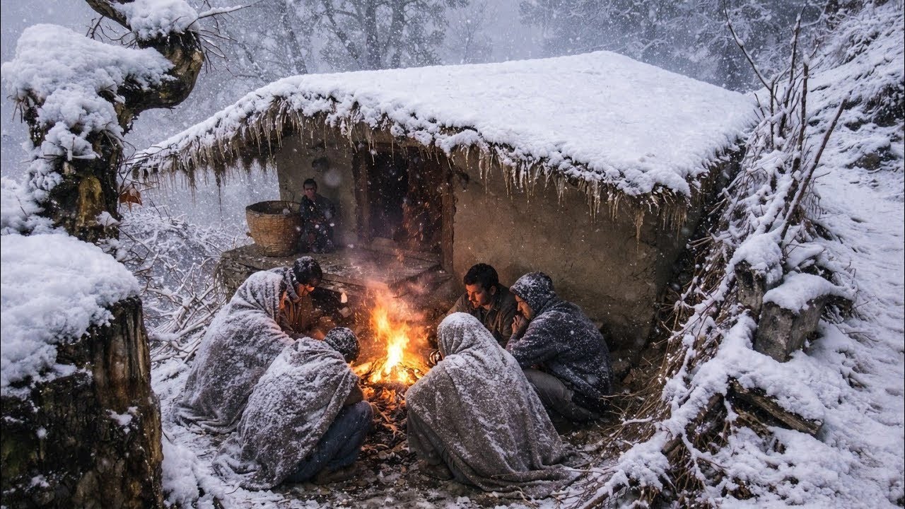 Surviving Life In Nepali Mountain Village During Snowy Day | Cooking On The Snow | Rural Nepal |🇳🇵
