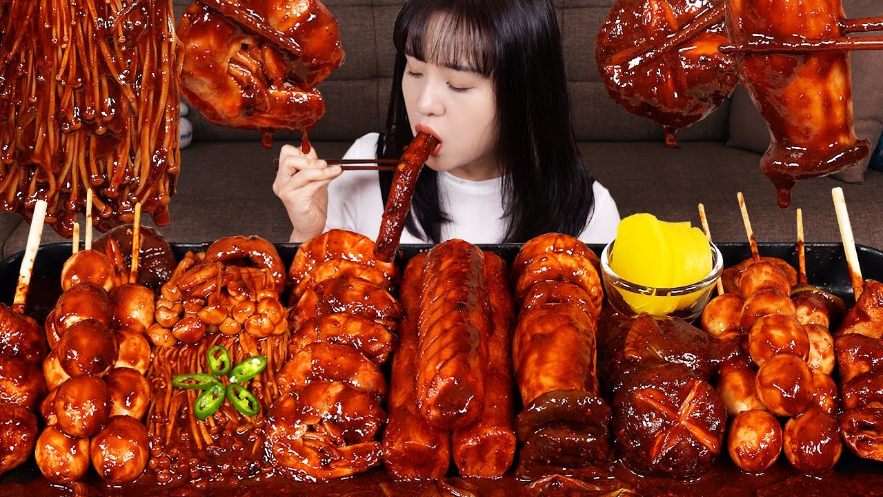 MUKBANG :)Острый огненный гриб Ттокбокки из черной фасоли