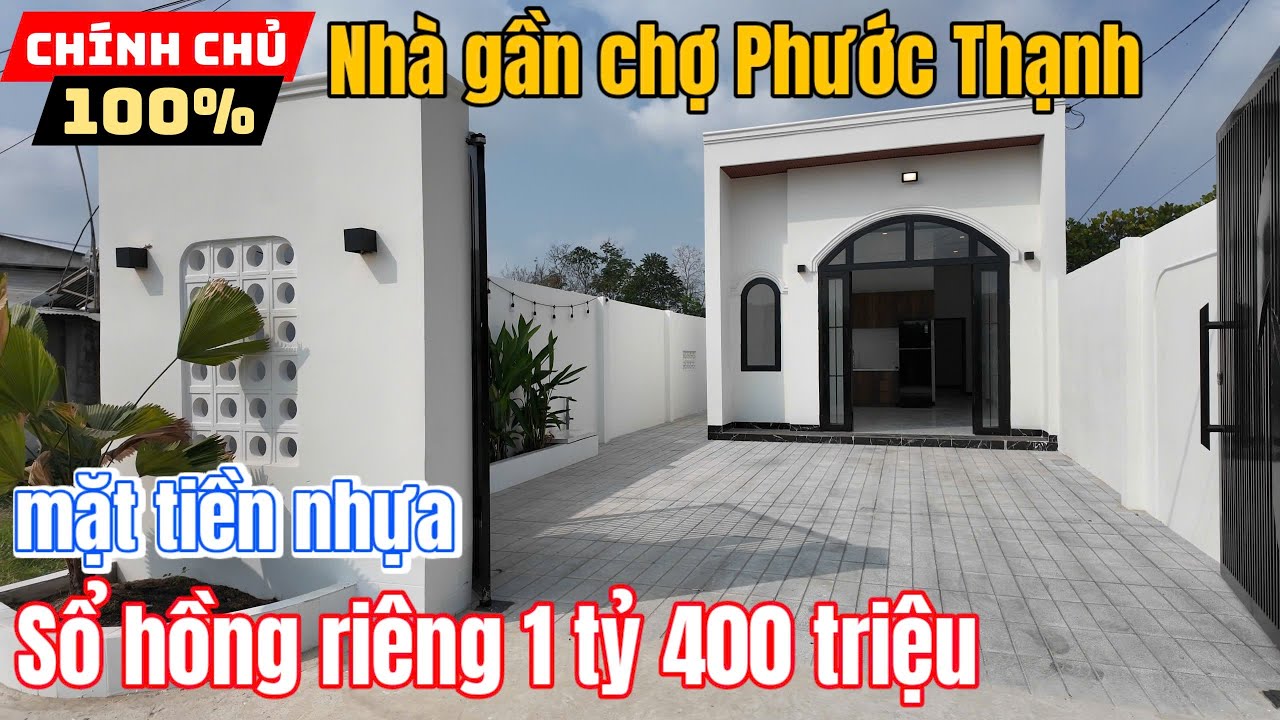 Tây Ninh: bán Nhà mới xây 6x25 cách chợ Phước Thạnh 700m mặt tiền nhựa 2PN sổ hồng riêng 1 tỷ 400tr