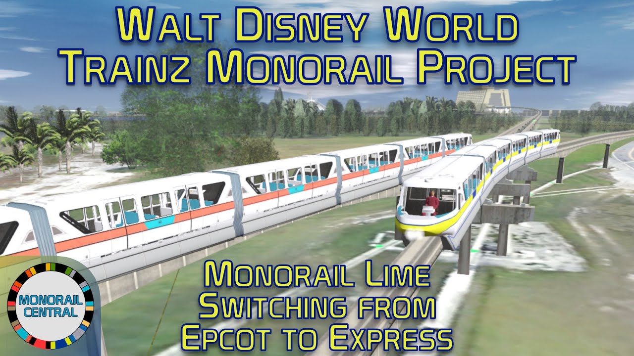 Monorail Lime Switching from Epcot to Express | Walt Disney World Trainz Monorail Project