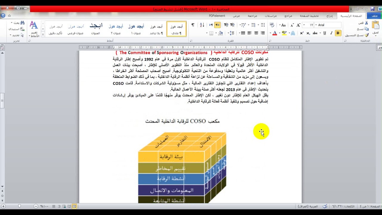 الرقابة الداخلية بموجب متطلبات COSO