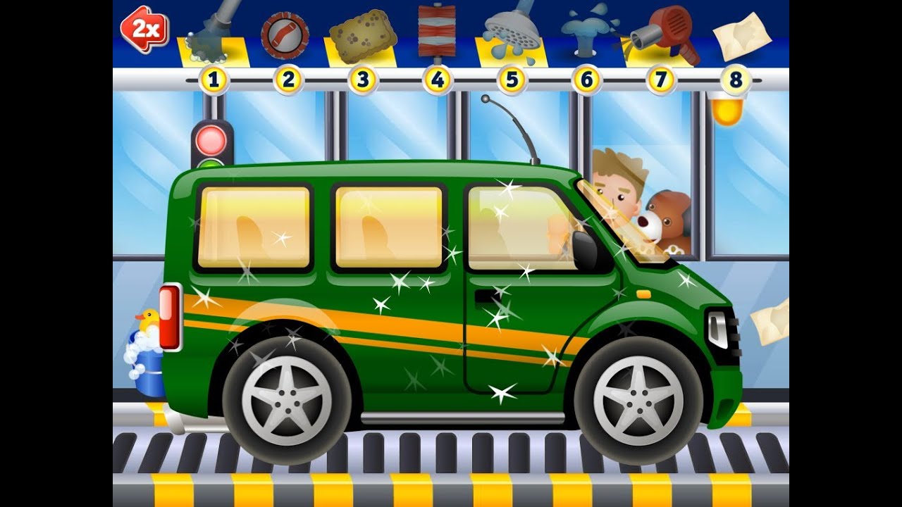 Car Wash Large Stripy Green Van
