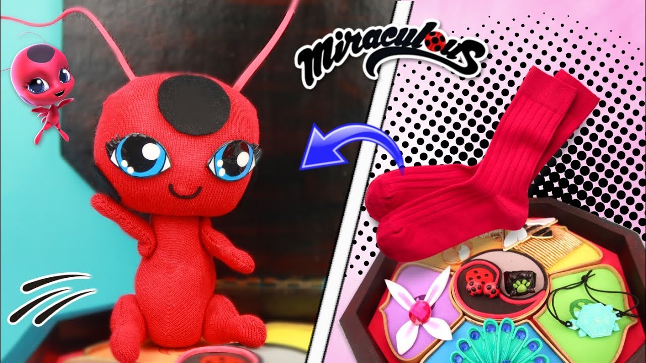 DIY TIKKI KWAMI PLUSH MIRACULOUS LADYBUG MADE WITH SOCKS!