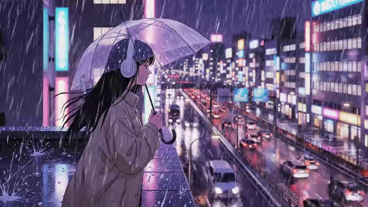 Rainy Night ASMR 🌧️ Neon Japan Lofi Chillhop