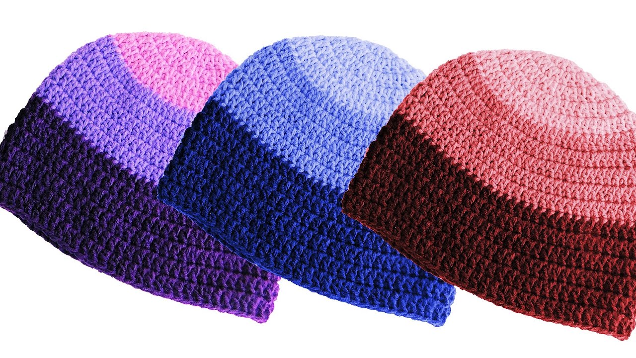 Como tejer Gorro a Crochet en cualquier talle y lana. Tejido a ganchillo paso a paso. Principiantes