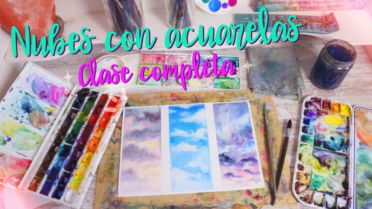 PINTA NUBES CON ACUARELAS | CLASE COMPLETA CON 3 EJERCICIOS🎨☁️