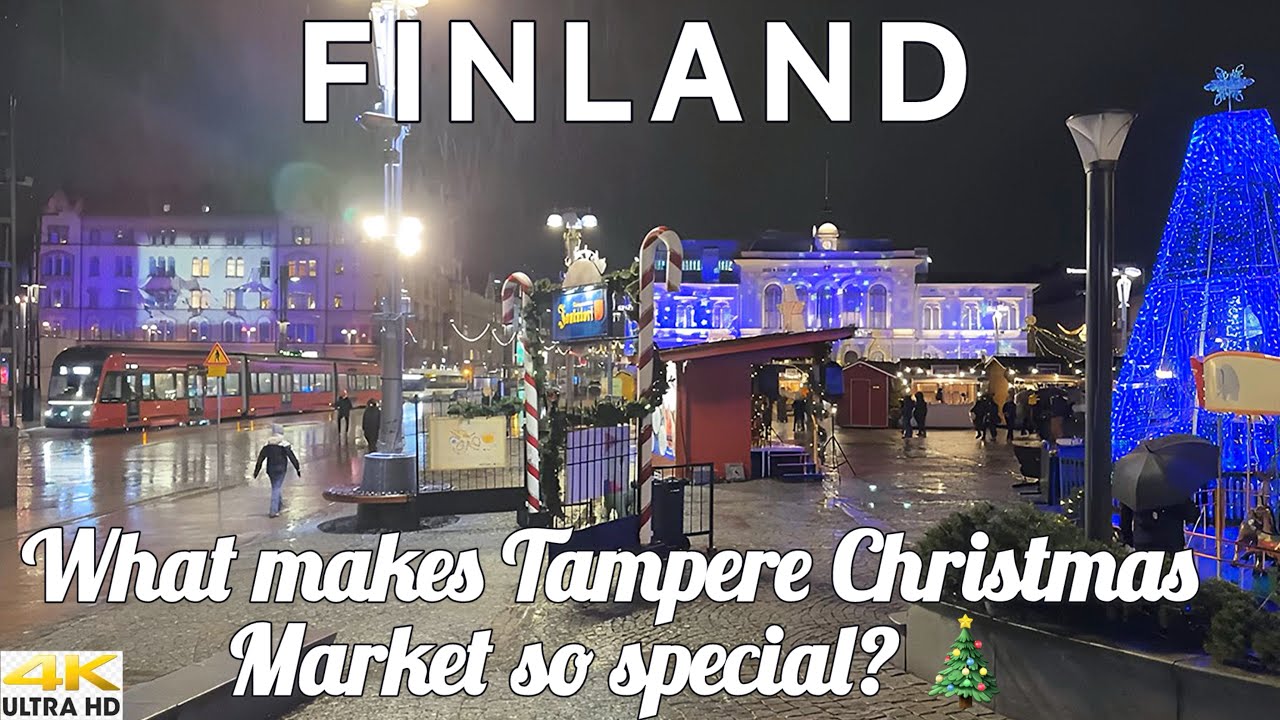 HYV&Auml;&Auml; JOULUA FROM FINLAND🎅🇫🇮 TAMPERE CHRISTMAS MARKET 2025 IN RAIN & 4PM WINTER DARKNESS | CITY WALK