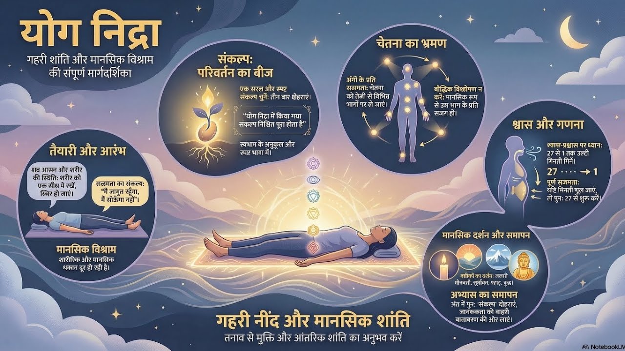 योग निद्रा: सजगता और गहन विश्राम का मार्ग | गहरी नींद और मानसिक शांति 