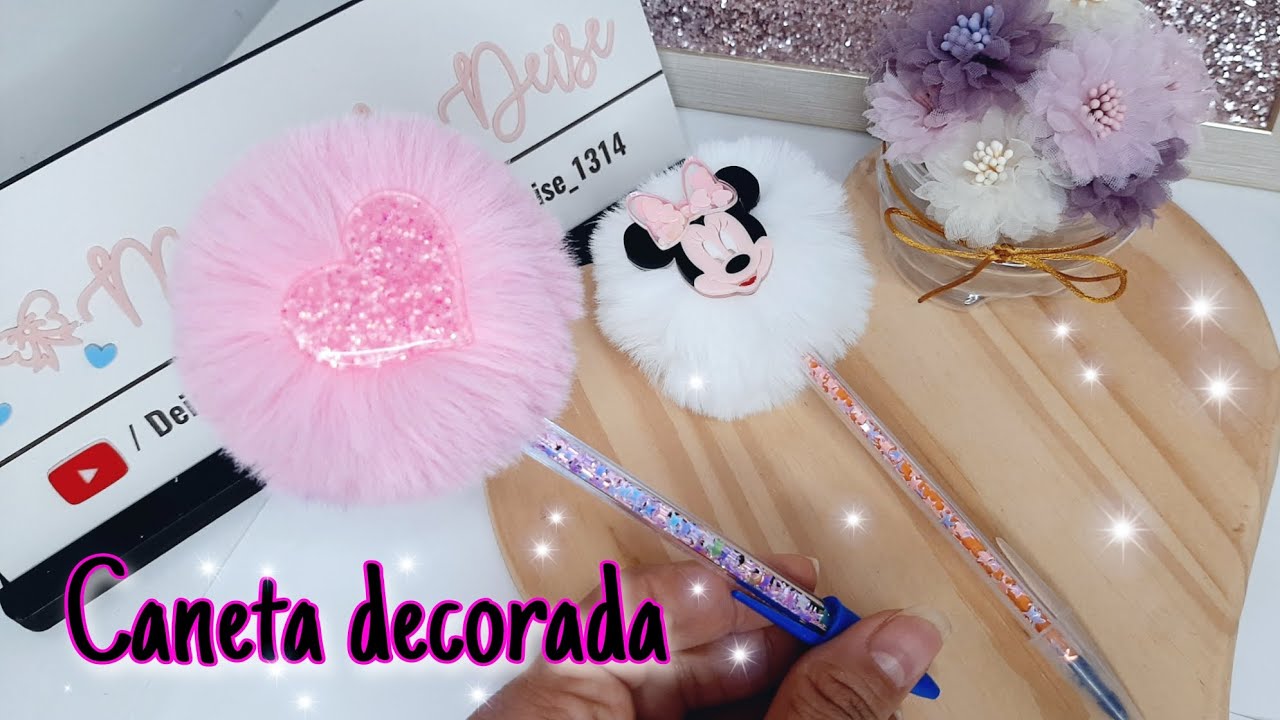 Como fazer caneta decorada com pompom - passo a passo