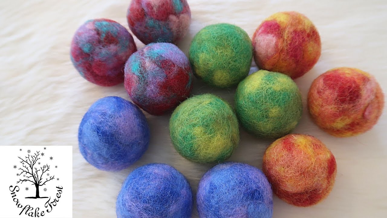How To Make FELTED WOOL BALLS Mesh Colors