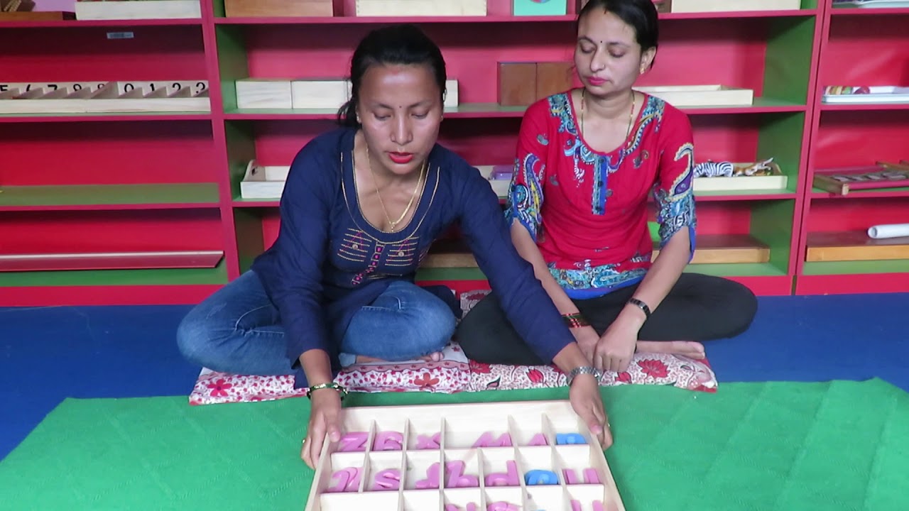 finding the letter of LMA box /Kathmandu Montessori