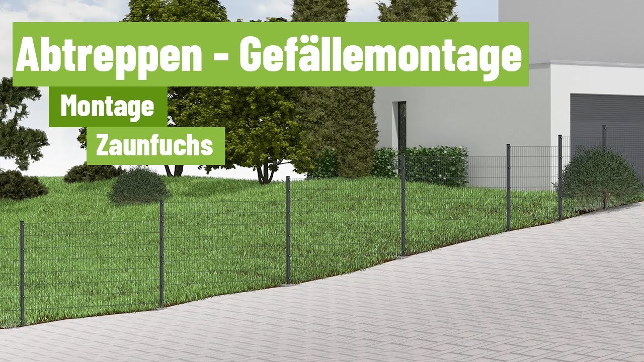 Zaunfuchs.de - Doppelstabmattenzaun abtreppen - Gefällemontage