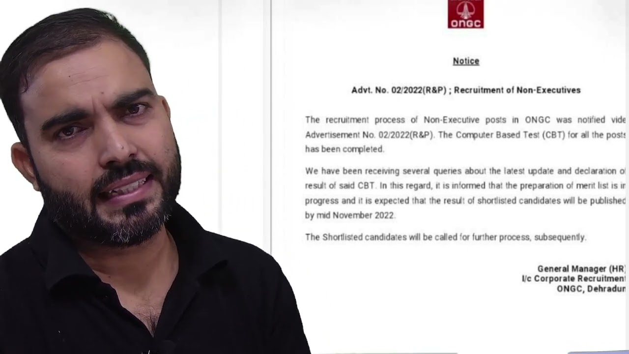 ONGC JE ( Non executive ) 2022 latest updates regarding regarding result