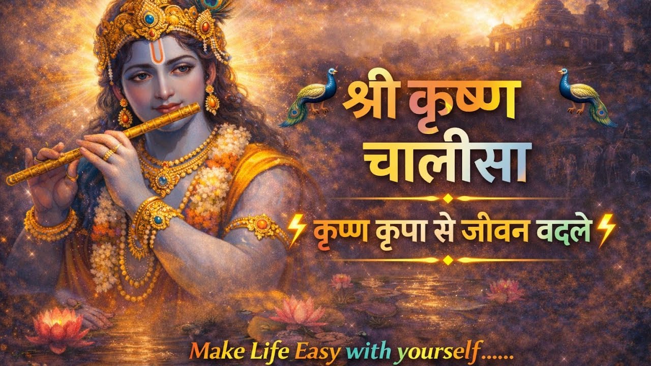 🦚 श्री कृष्ण चालीसा 🦚 कृष्ण कृपा से जीवन बदले✨ #ShriKrishnaChalisa#JaiShriKrishna#KanhaJi#YaduNandan