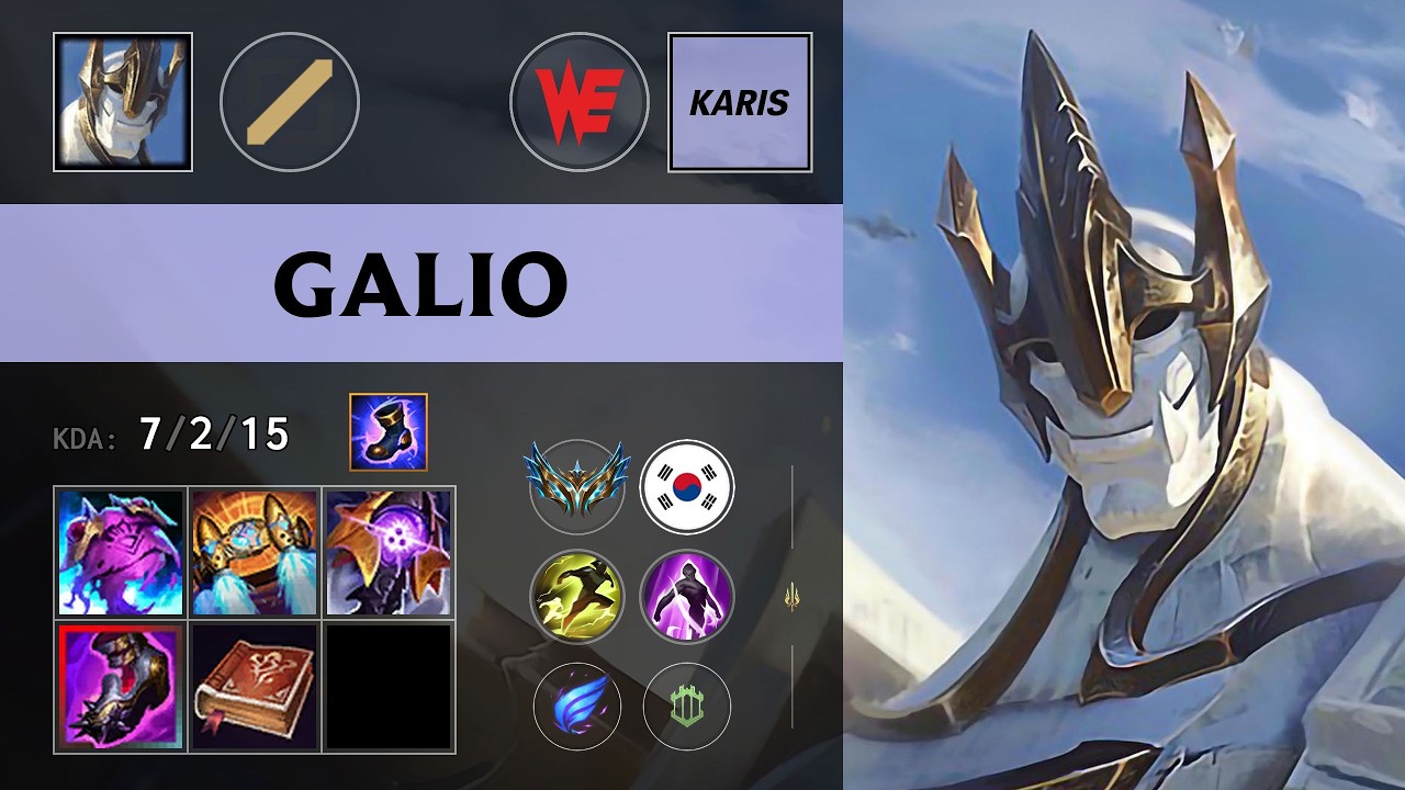 (WE Karis) Galio Mid vs Akali (KT Bdd) - KR Challenger Patch 26.11