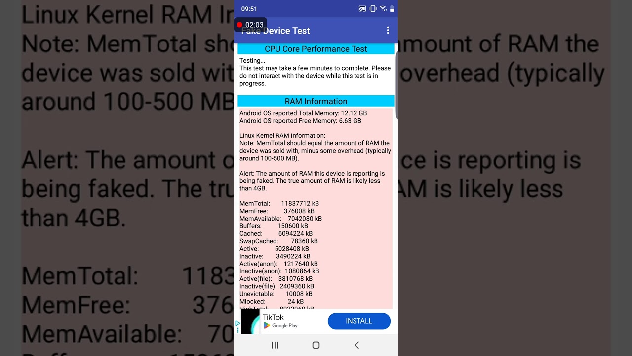 Fake Device Test run on Samsung Galaxy S25 Ultra from DHgate - CPU benchmark score of 3500