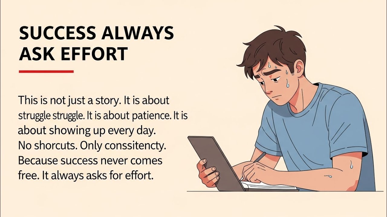 Sucess Always Ask Effort 💯 | Motivational English Story 🔥 |  Learning Englisg 💥 | English Journey, |