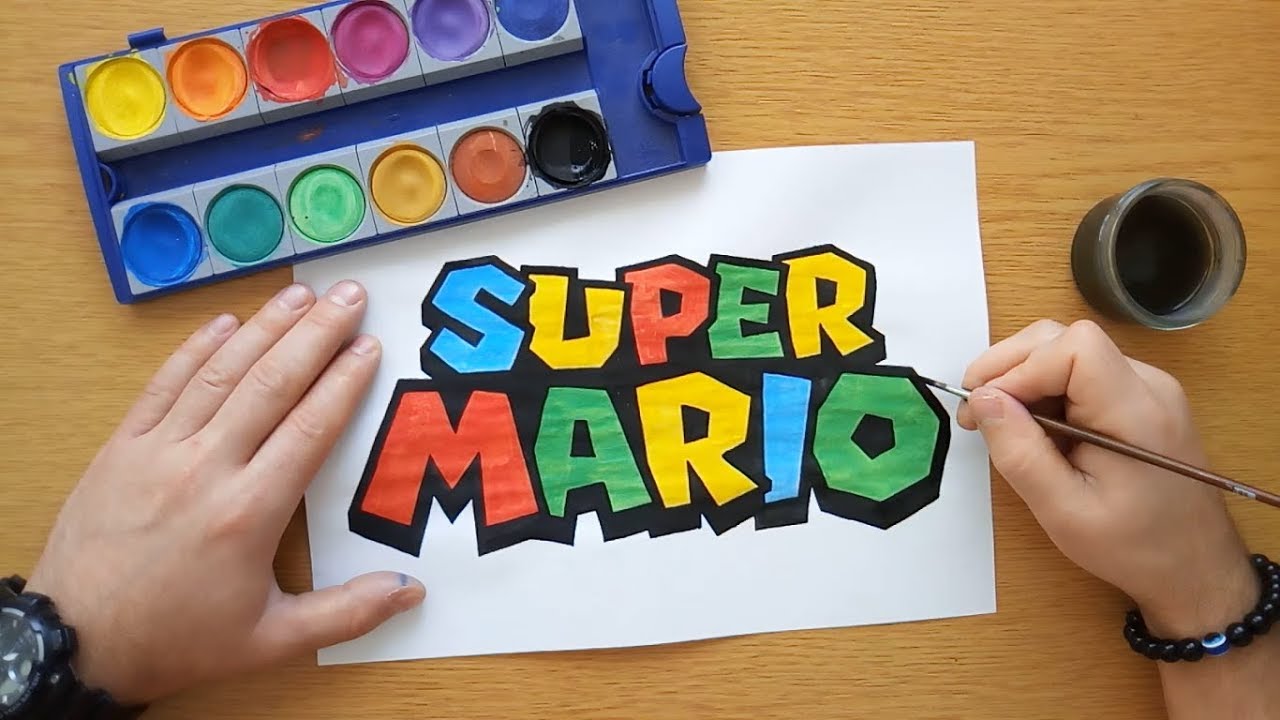 How to draw the Super Mario logo