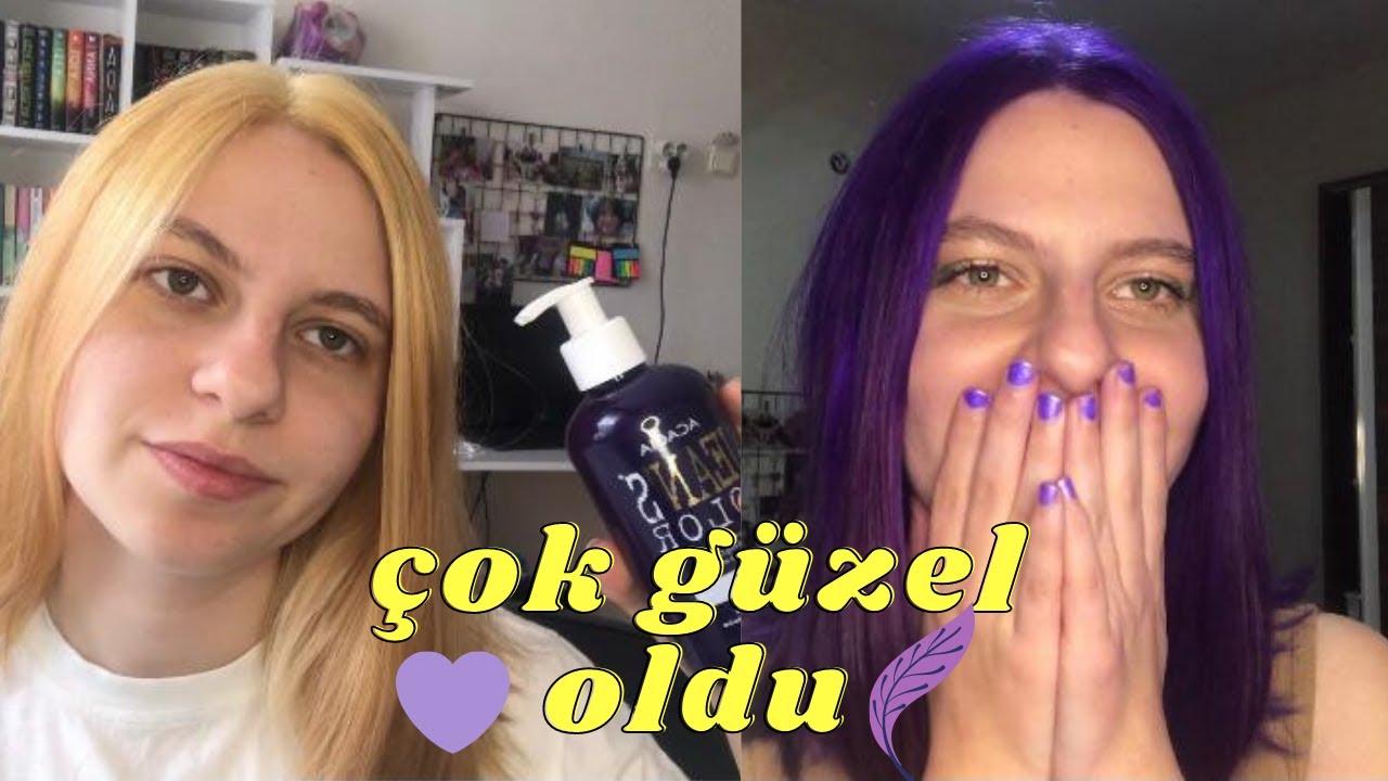 Saçlarımı tamamen mora boyadım!💜 I Jean’s color ile evde saç boyamak