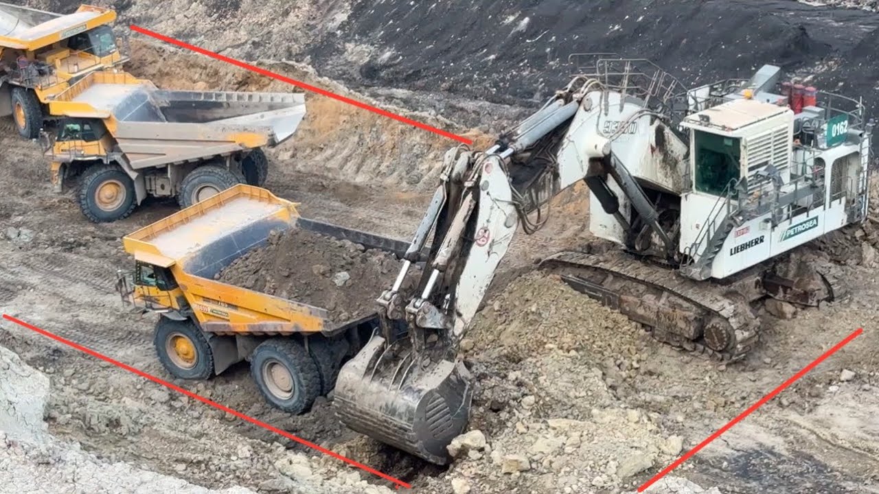 Basic Footage in Action!! Liebherr R9350 Excavator Loading With Two Komatsu HD 785-7 ~ Miningstory 