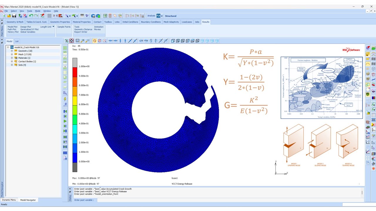 2D Crack Propagation Based on the Value of Total Energy Release Rate in a Tube | Marc Mentat