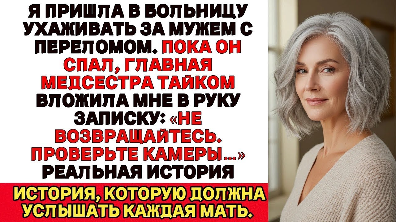 В больнице, где лежал мой муж с переломом, медсестра тайно сунула мне записку Проверьте камеру»