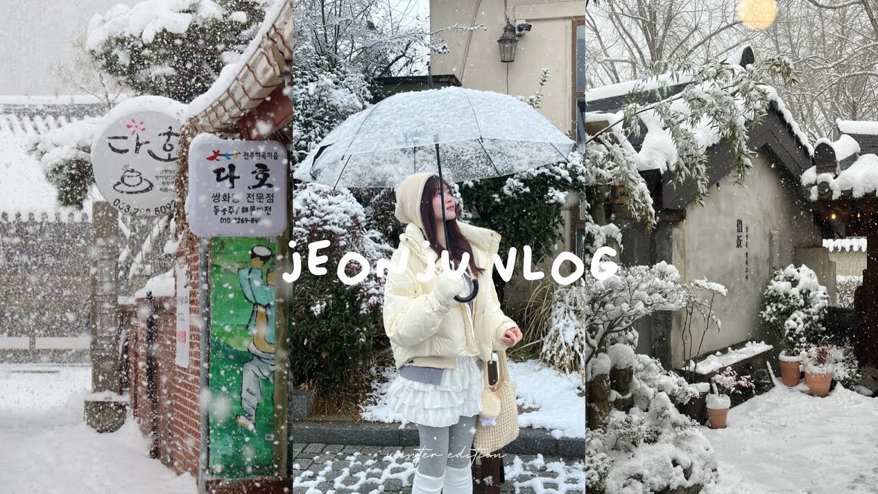 Jeonju winter vlog 🌨️☃️ Korea, snow, hanok village, cafes, foods