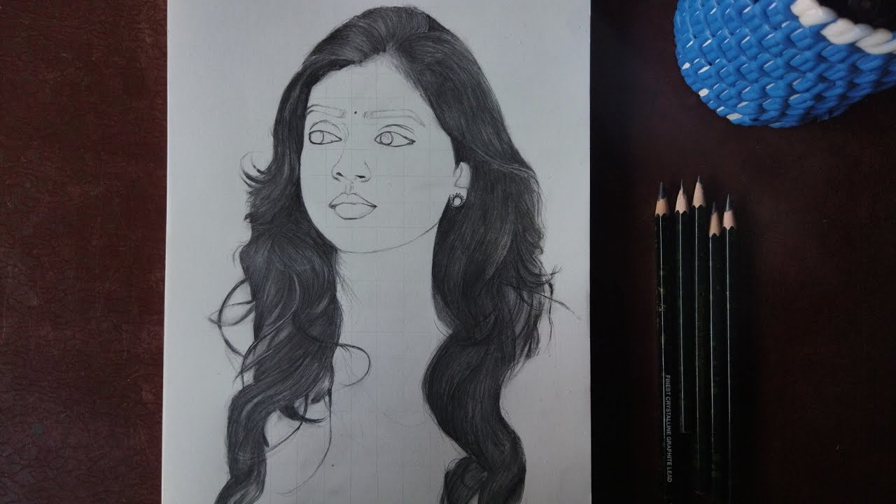 how to draw nazriya  realistic hair tutorial  step by step |timelapse|graphite| nisharaj|part -1