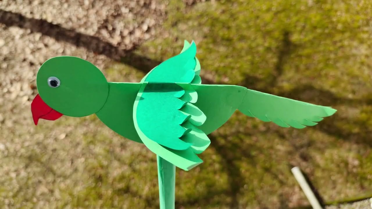 Parrot Stick Puppet | Parrot Flying Bird Puppet | Paper Craft | Wing Flapping |  Easy Craft