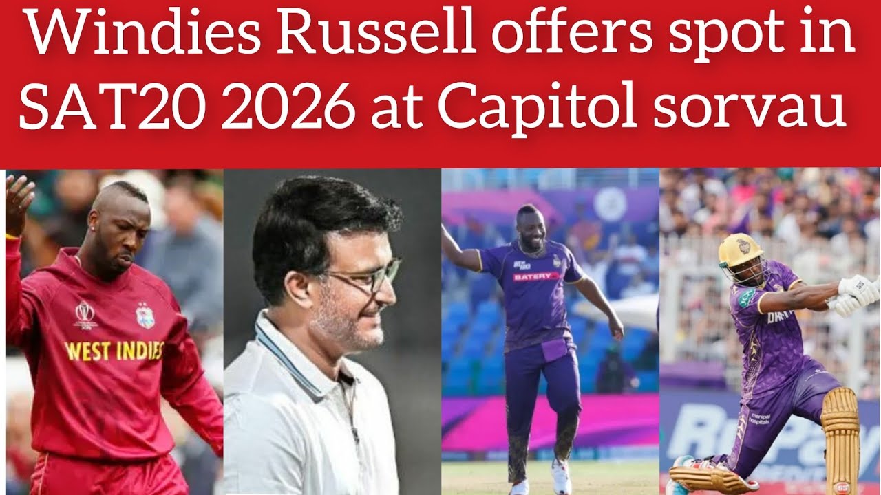 IPL Ganguly Offers west indies star Andre Russell Spot at Pretoria Capitals for 2026 SA20 Season