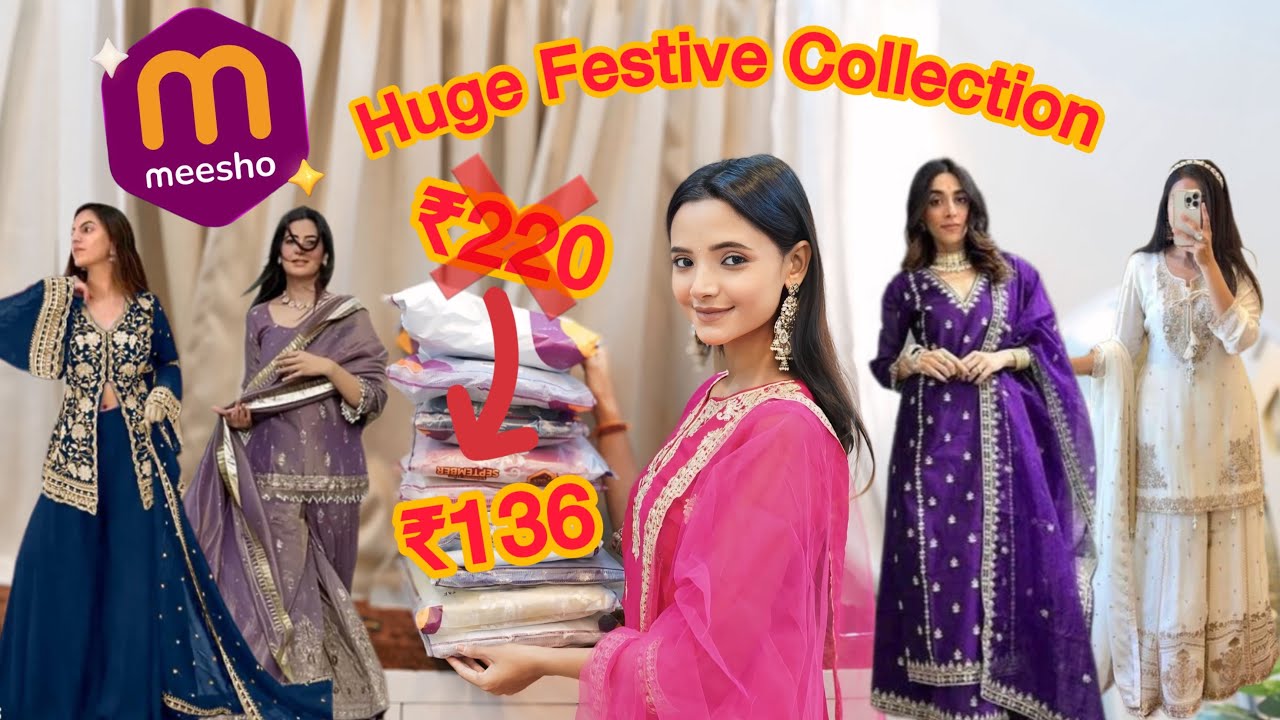 ₹220 main Festive Outfit?!🤯 Huge Festive Collection from Meesho 😍🤑 #meesho #meeshohaul #festive 