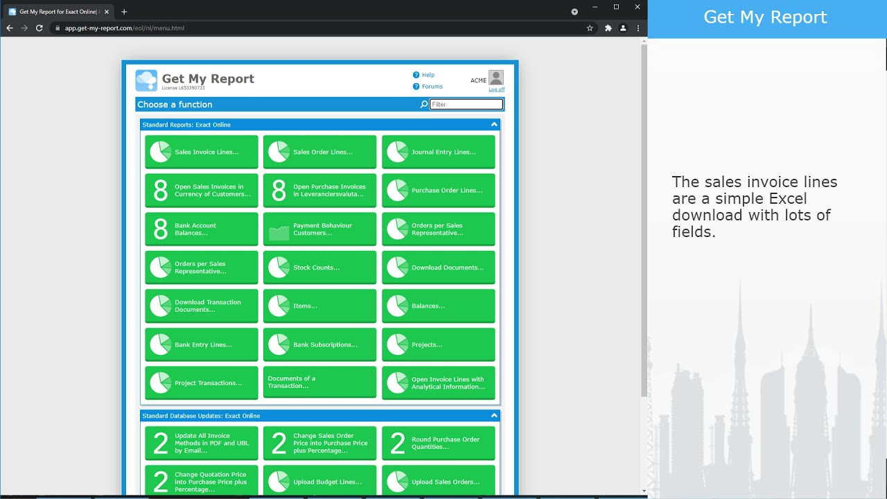 Get My Report for Exact Online