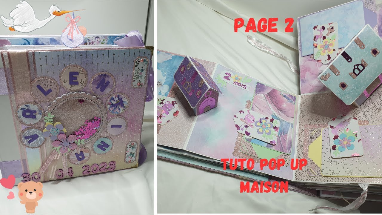 Coffret naissance fille COMPLET/ PAGE 2/TUTO /POP UP MAISON