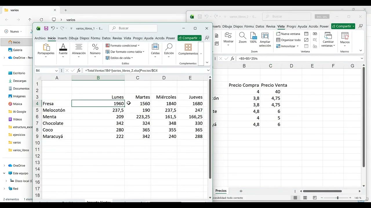 Trabajar con varios libros de trabajo en Excel.