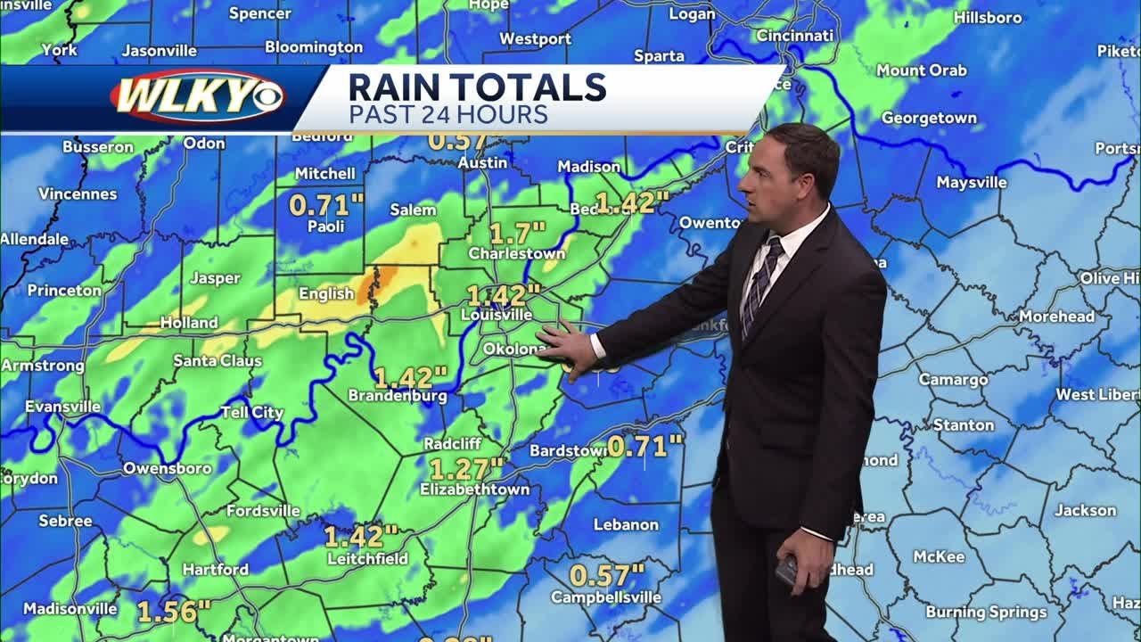 Storms are moving out of Louisville tonight
