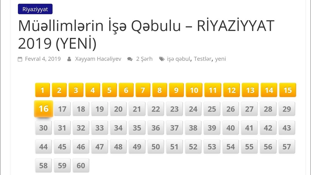 MİQ RİYAZİYYAT 2019,ABİTURİYENT, X VE XI SİNİFLƏR.