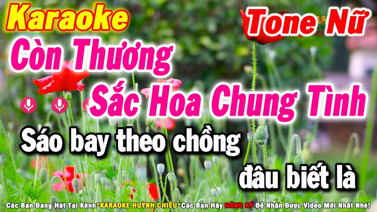 Karaoke Còn Thương Sắc Hoa Chung Tình Tone Nữ Nhạc Sống Huỳnh Chiêu