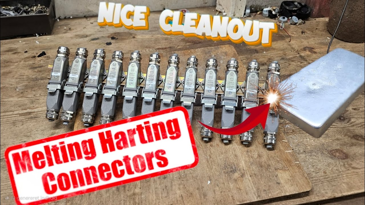 Melting Harting connectors into beautiful ingot - Nice easy scrapping