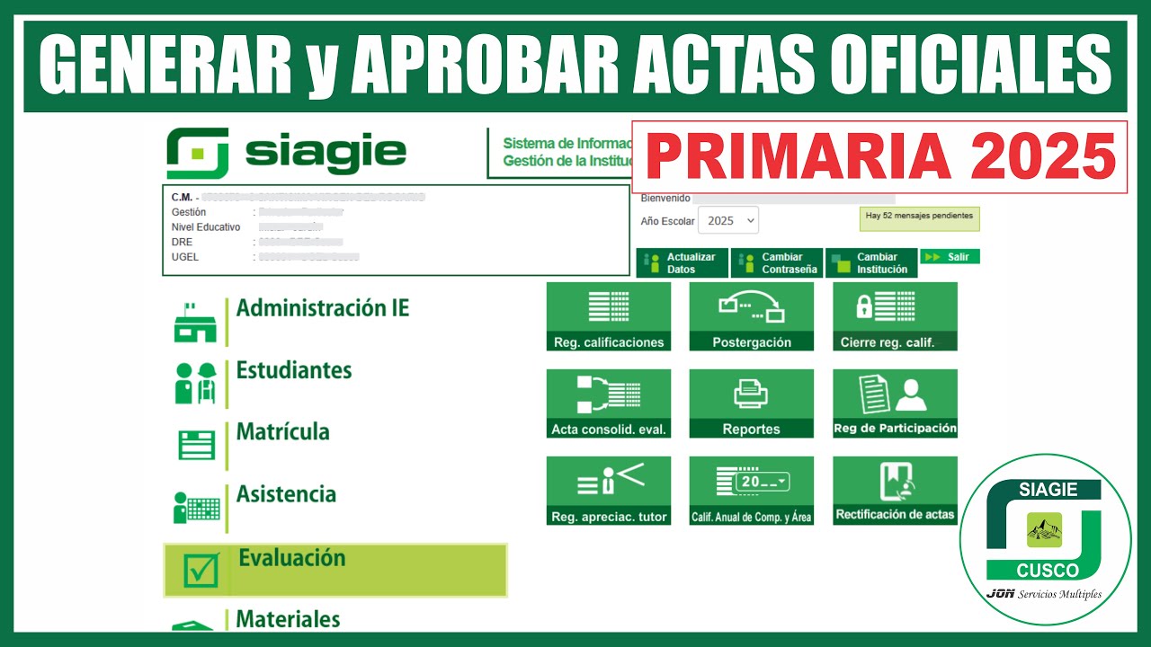 Siagie | Proceso CIERRE ANUAL 2025 | Configurar y Aprobar ACTAS OFICIALES de nivel Primaria 2025