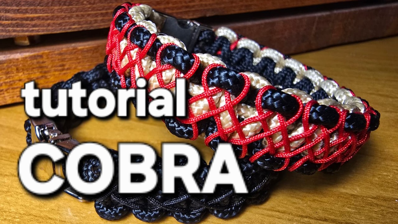Tutorial bracciale in Paracord intreccio COBRA piu' ricamo