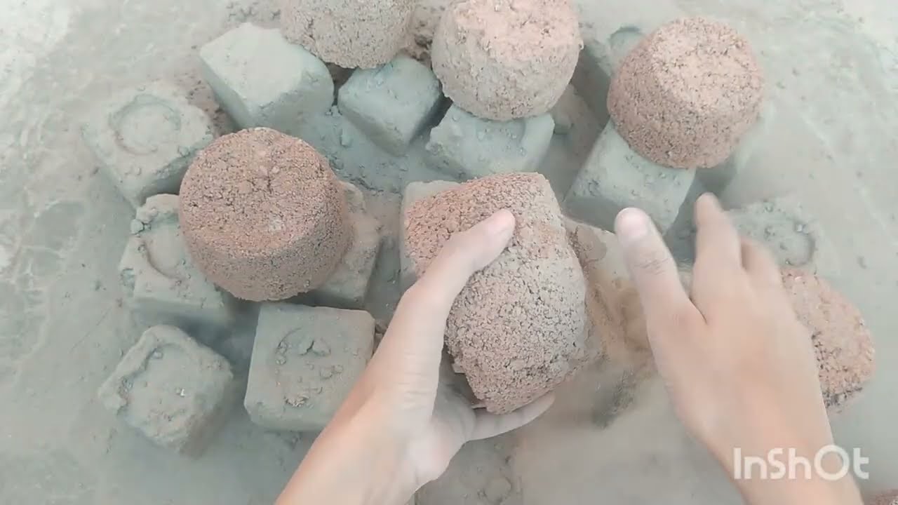 2 textures in 1 video 🤤❤️pure dry floor crumbles + red gritty handmade claypot dry + water crumbling
