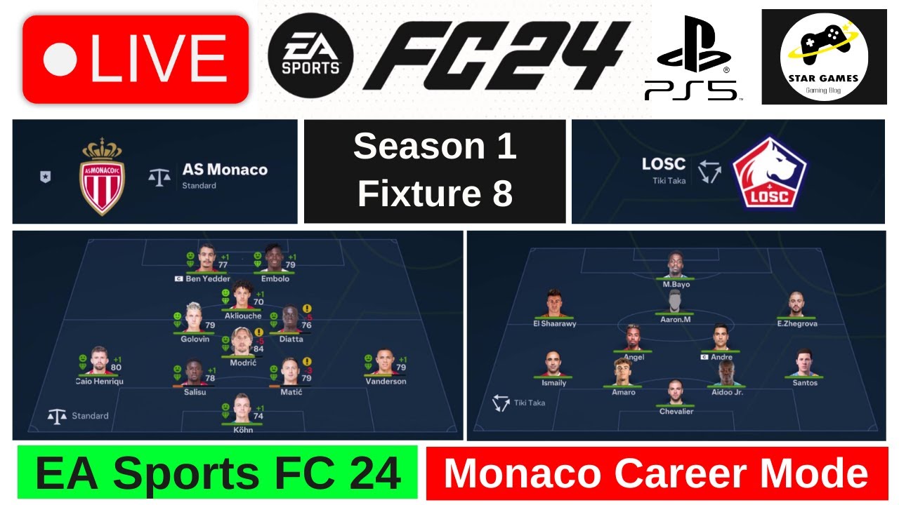 EA FC 24 Live Career Mode Season 1 Fx. 8: Monaco - Lille